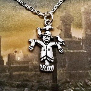 Halloween Scarecrow Silver Necklace